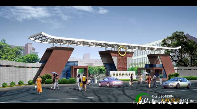 学院大门透视图-况建峰的设计师家园-学校