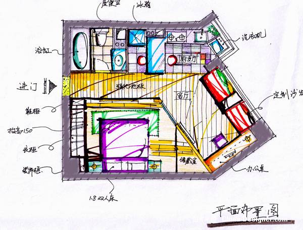 绿洲花园手绘平面图-毛承洪的设计师家园-住宅公寓