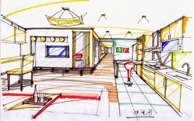 绿洲花园手绘透视图-毛承洪的设计师家园-住宅公寓