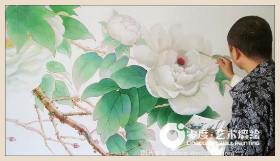 朝阳墙绘:国画墙绘,牡丹墙绘,工笔画-朝阳墙绘公司,朝阳墙绘