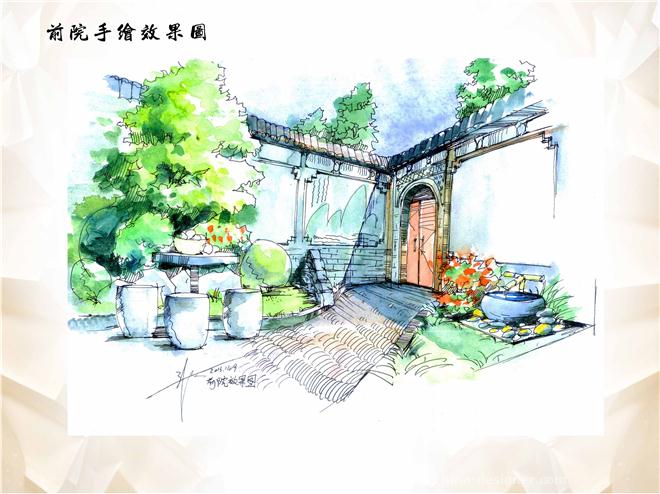 本方案为退休文化人别墅设计。设计灵感来源于诗人王维的《山居秋暝》明月松间照,清泉石上流。的诗意。意愿营造一种城市生活乡村化的意境,为在城市中长期工作后能回归恬静的田园生活的思念及到慰籍。 本设计充分利用前后院和天井加大引入室外景观至室内,使人像置身于大自然。