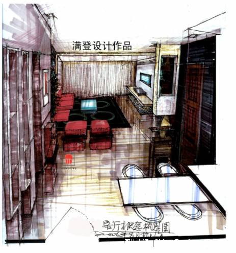 客厅餐厅手绘图2-满登的设计师家园:::满登空间设计