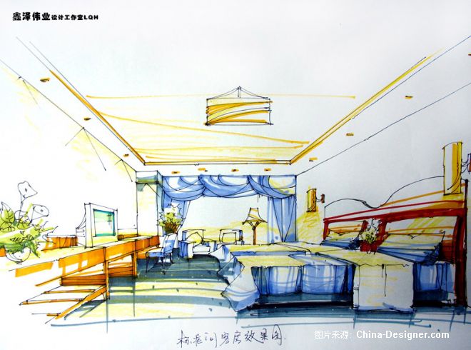 鑫泽伟业设计工作室手绘设计作品-老赵的设计师家园-酷家,现代,田园